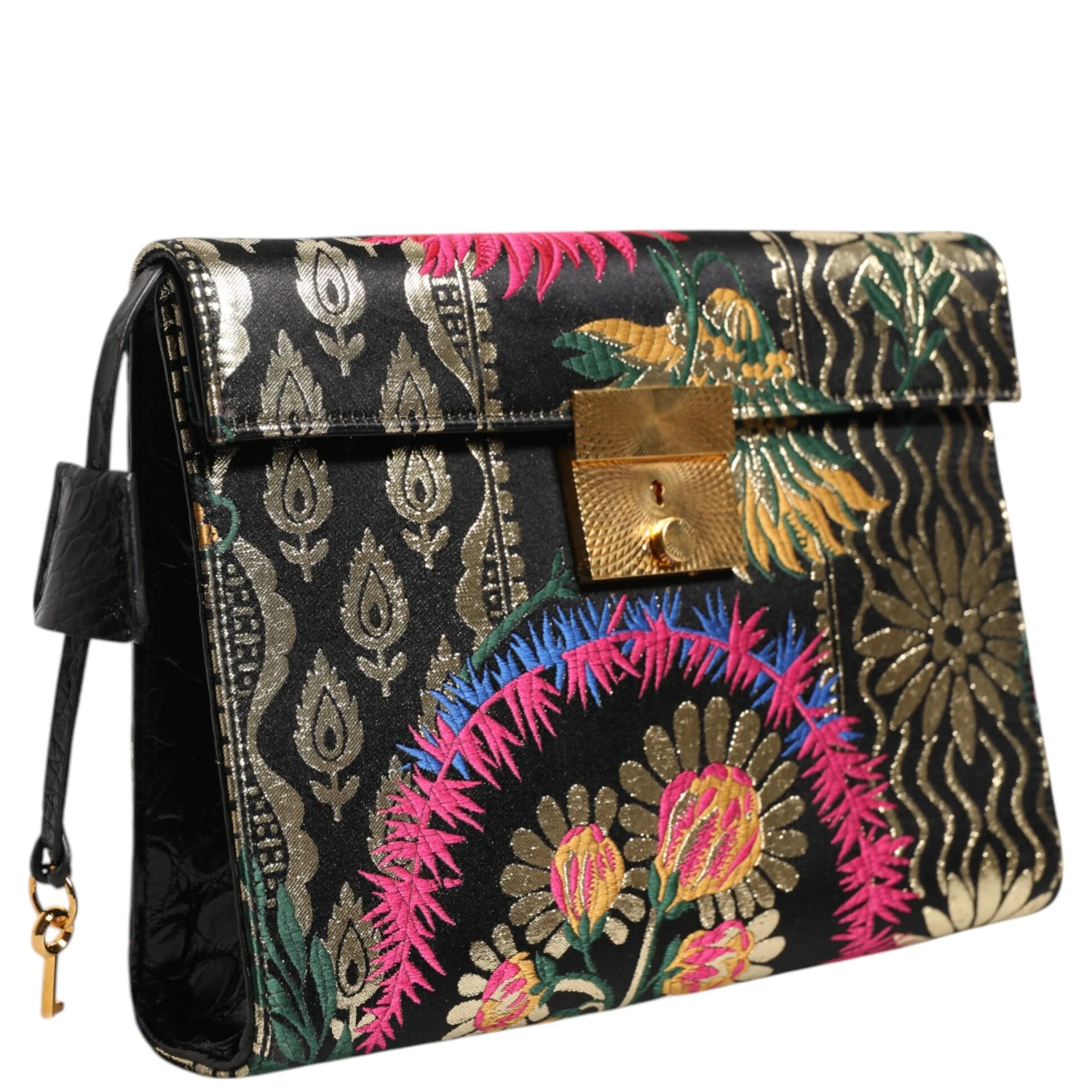 Multicolor Jacquard Floral Document Briefcase Bag