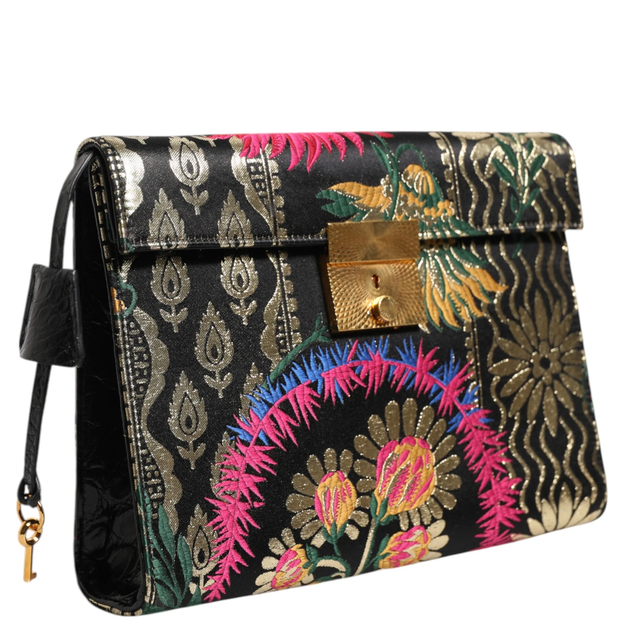 Multicolor Jacquard Floral Document Briefcase Bag