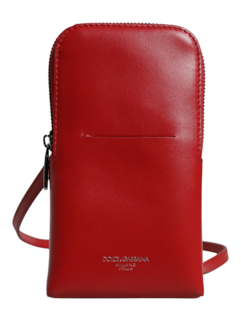 Red Leather Purse Phone Sling Crossbody Neck Strap Bag