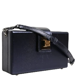 Blue DG BOX Lambskin Leather Crossbody Strap Bag