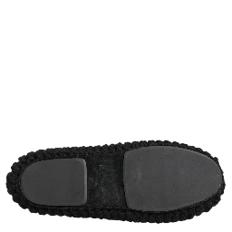 Black Wool Knit Slip On Ballerina Flats Shoes