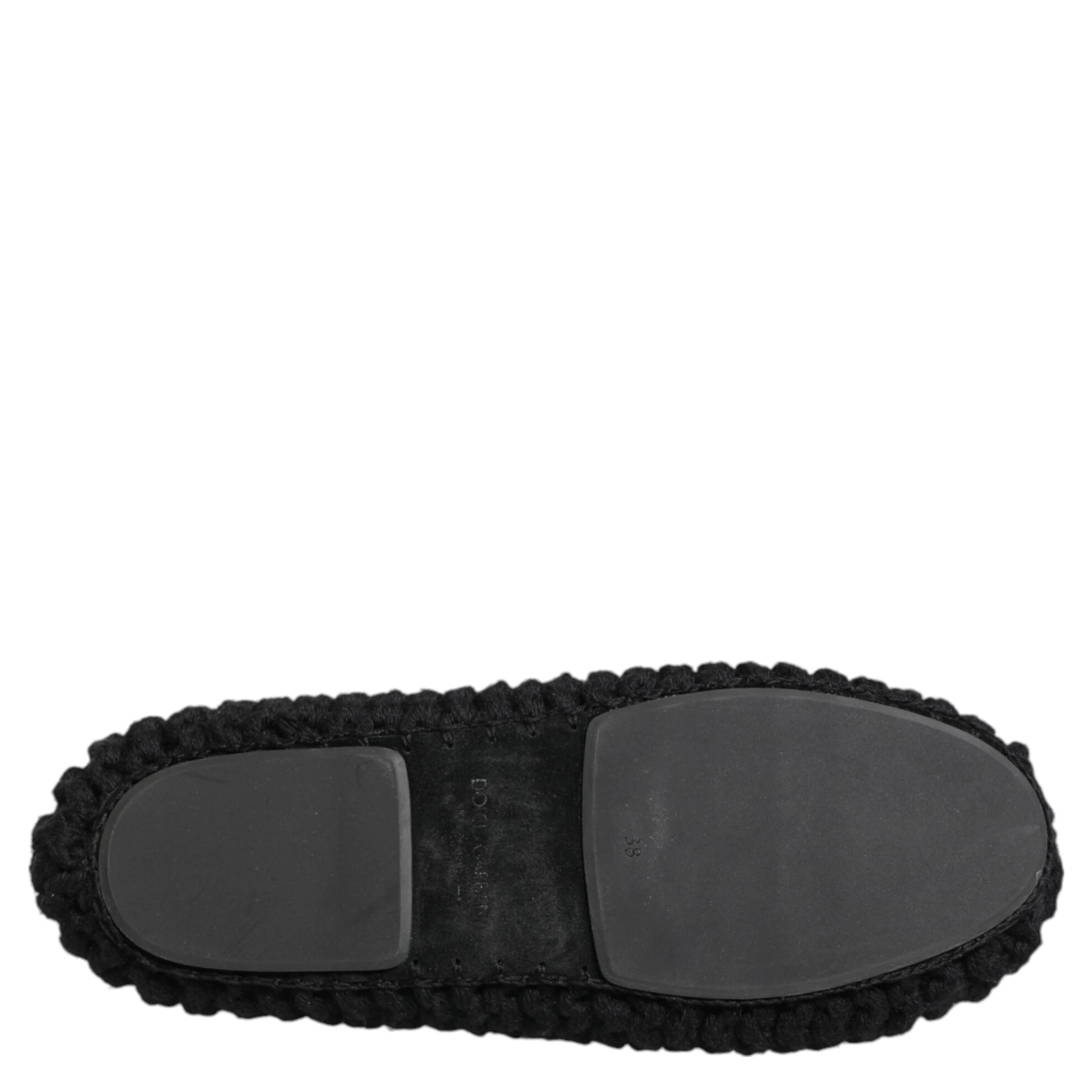 Black Wool Knit Slip On Ballerina Flats Shoes