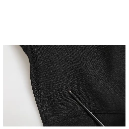 Black Polyester Turtleneck Pullover Sweater