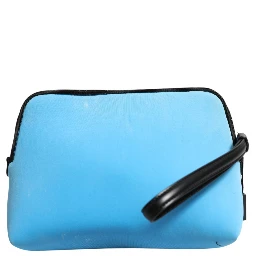 Blue Nylon DG Logo Print Clutch Zip Pouch Bag