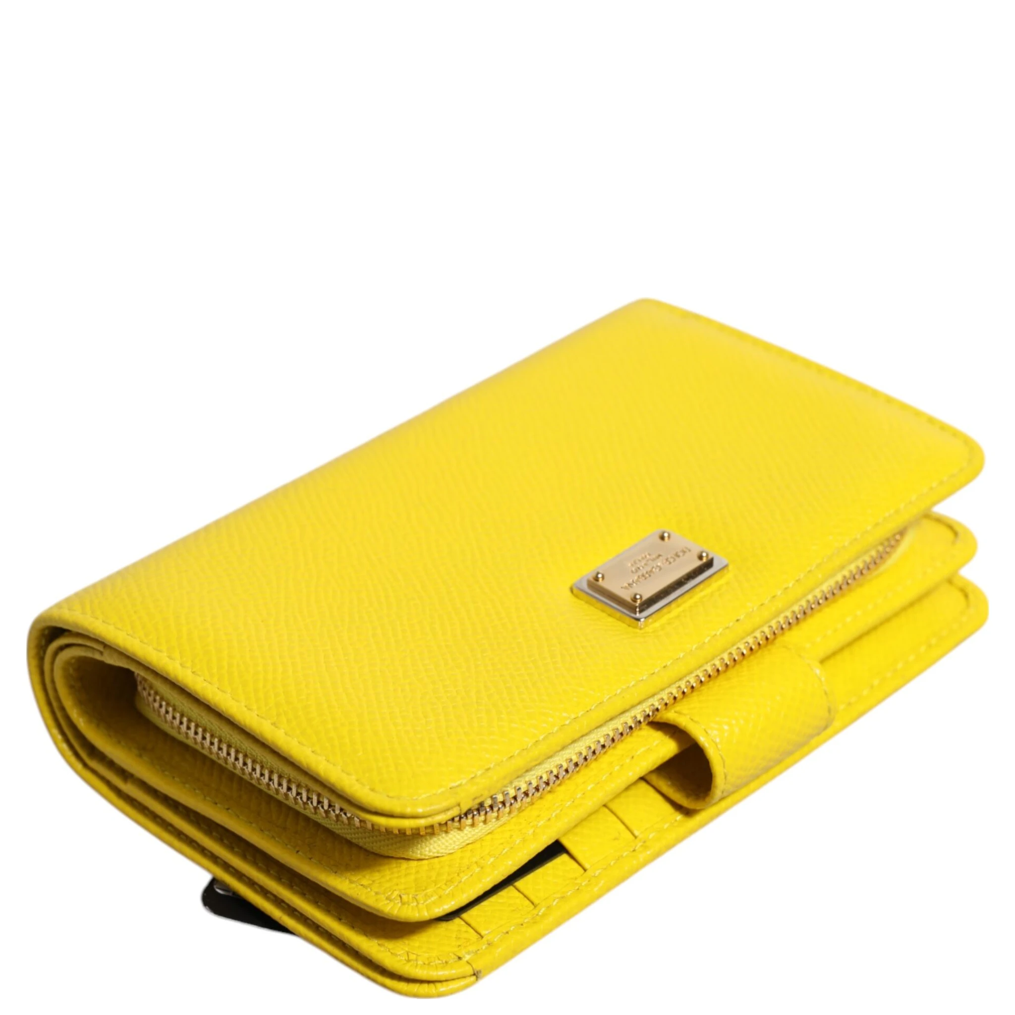 Yellow Leather Bifold Continental Clutch Wallet