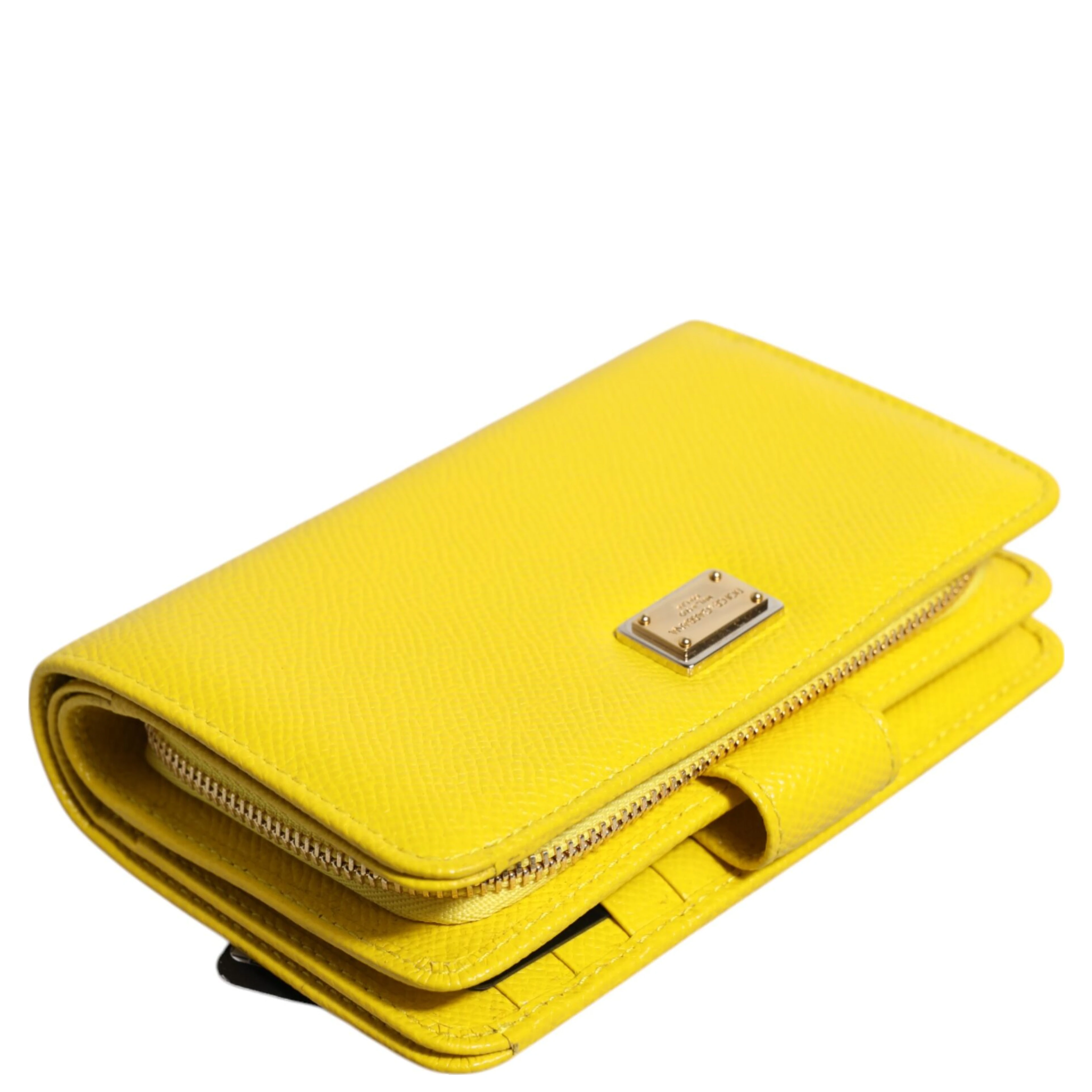 Yellow Leather Bifold Continental Clutch Wallet