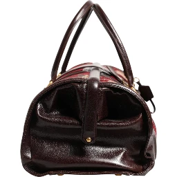 Multicolor Leather Jacquard Velvet Travel Duffle Bag