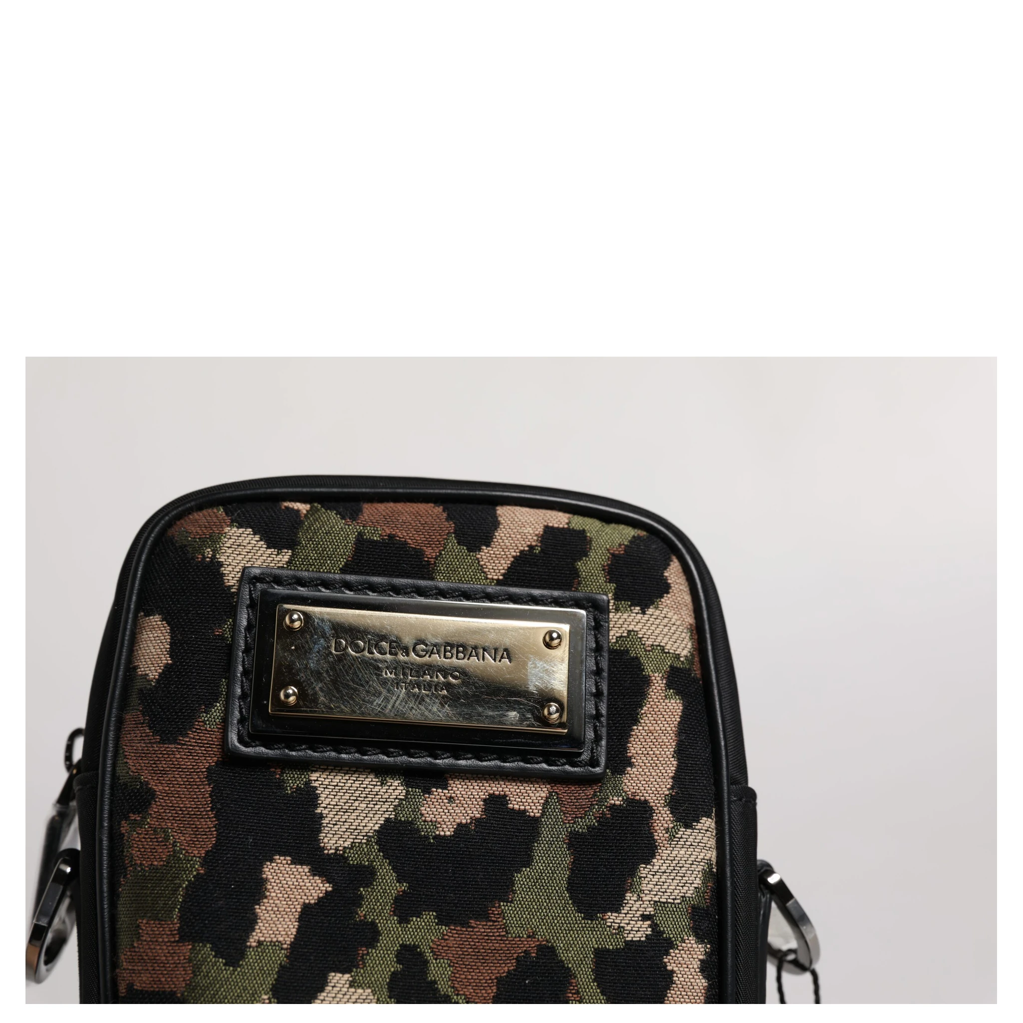 Multicolor Leopard Jacquard Logo Plaque Neck Strap Bag