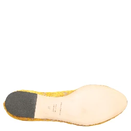 Yellow Taormina Lace Crystals Flats Shoes