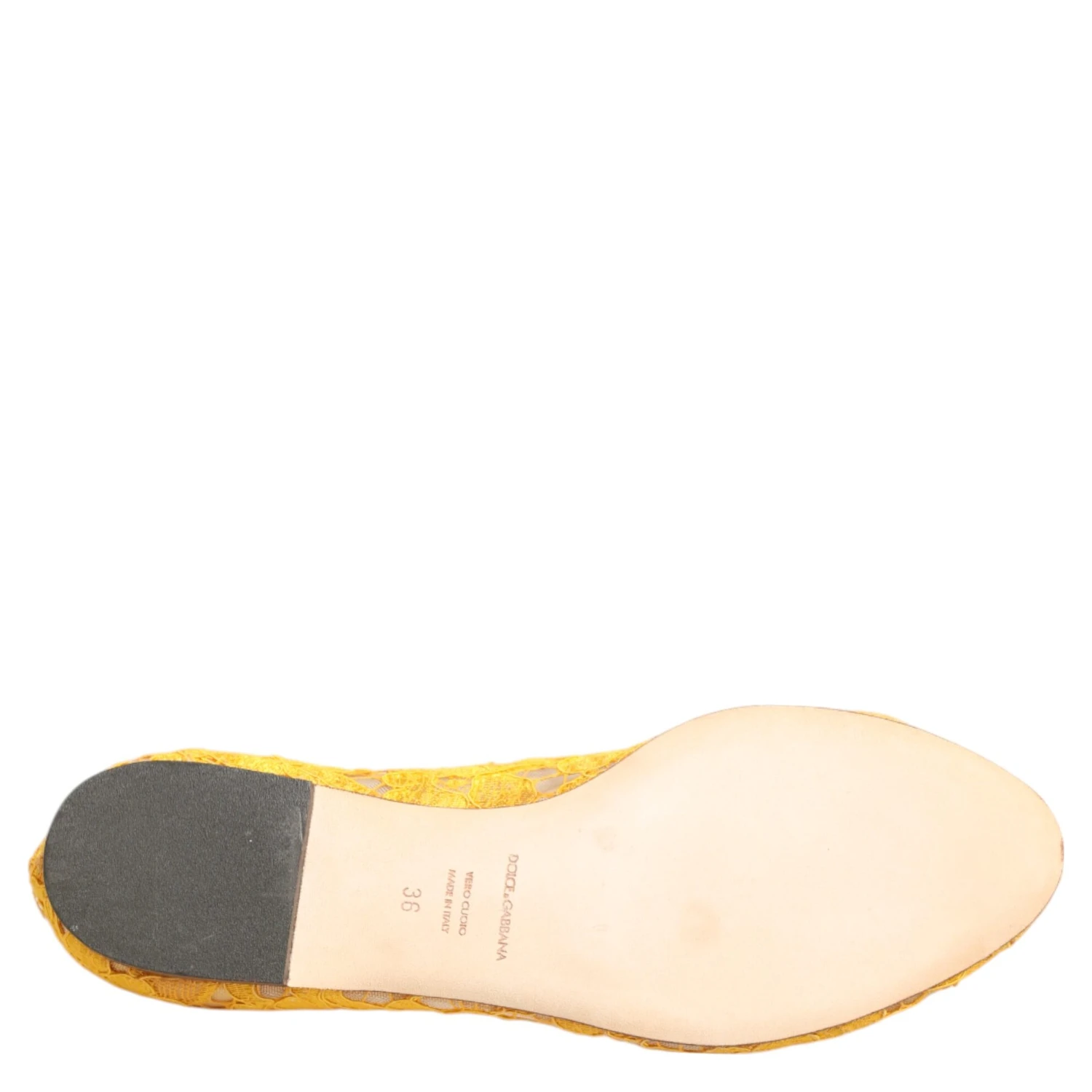 Yellow Taormina Lace Crystals Flats Shoes