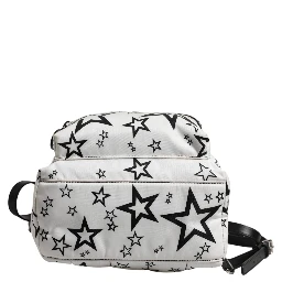 White DG Stars Print Nylon Travel Backpack Bag