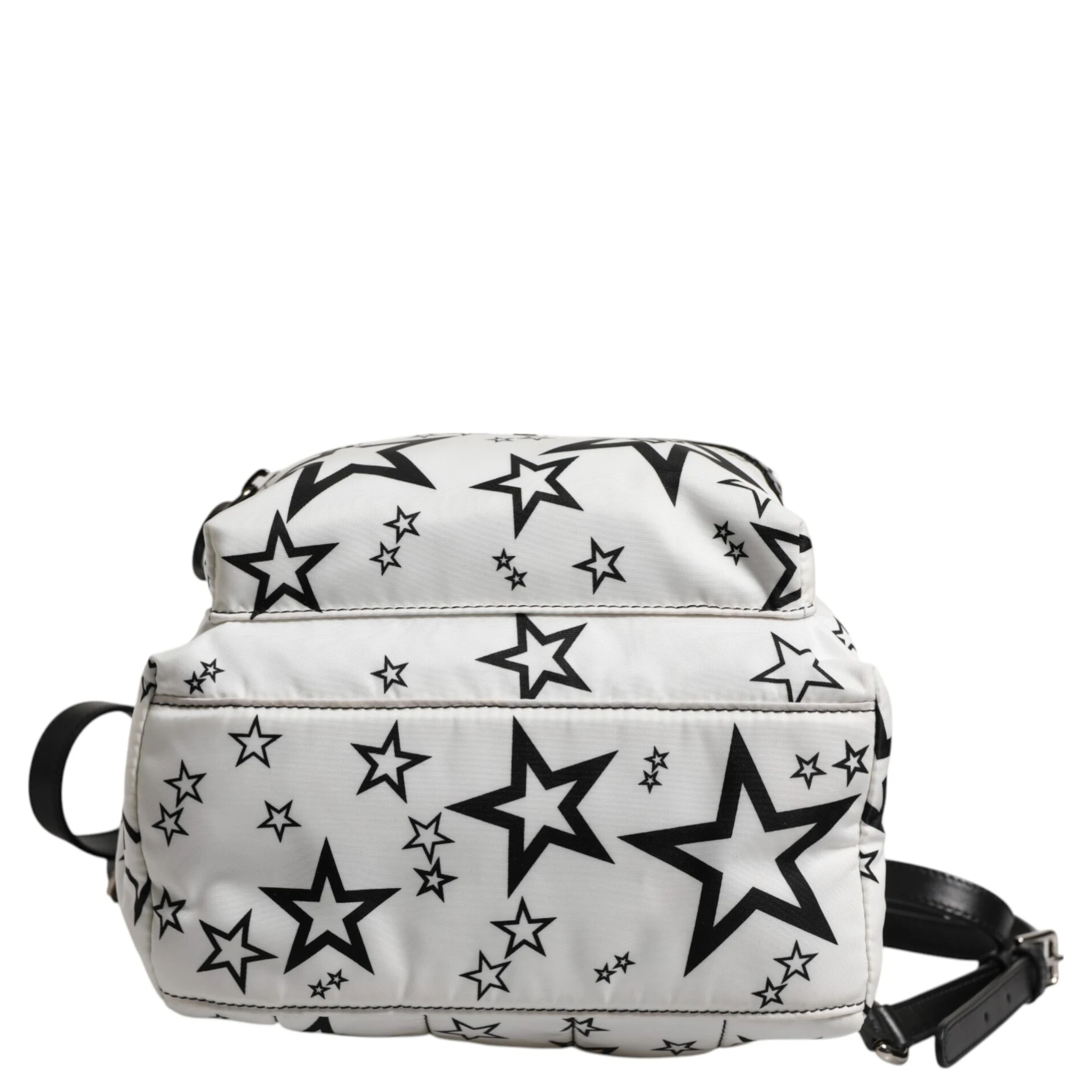 White DG Stars Print Nylon Travel Backpack Bag