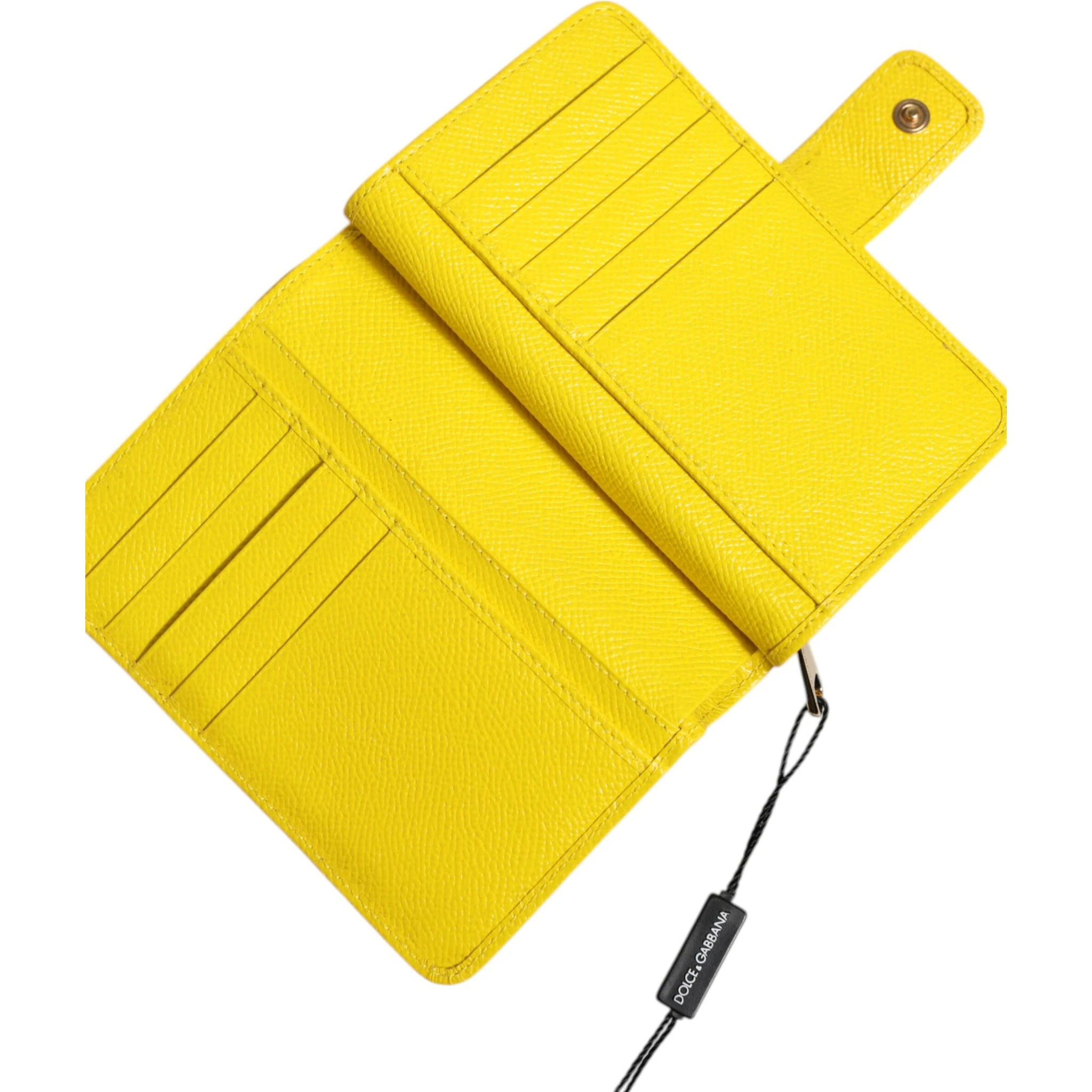 Yellow Leather Bifold Continental Clutch Wallet