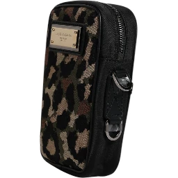 Multicolor Leopard Jacquard Logo Plaque Neck Strap Bag