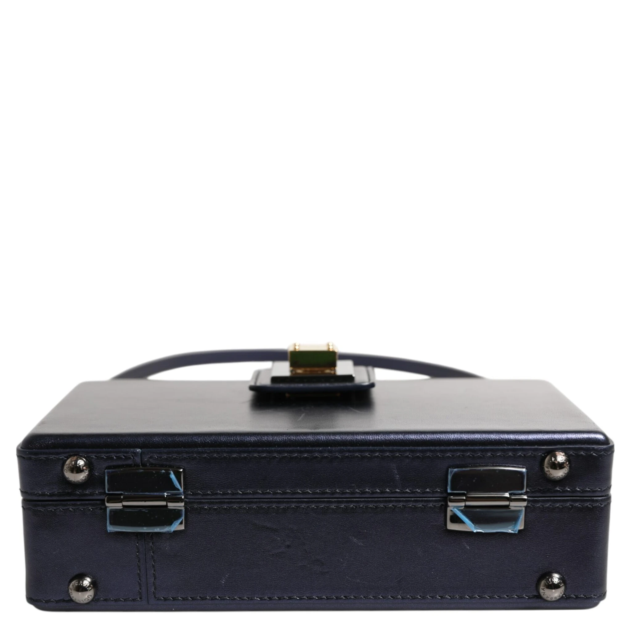Blue DG BOX Lambskin Leather Crossbody Strap Bag
