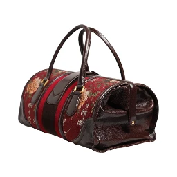 Multicolor Leather Jacquard Velvet Travel Duffle Bag