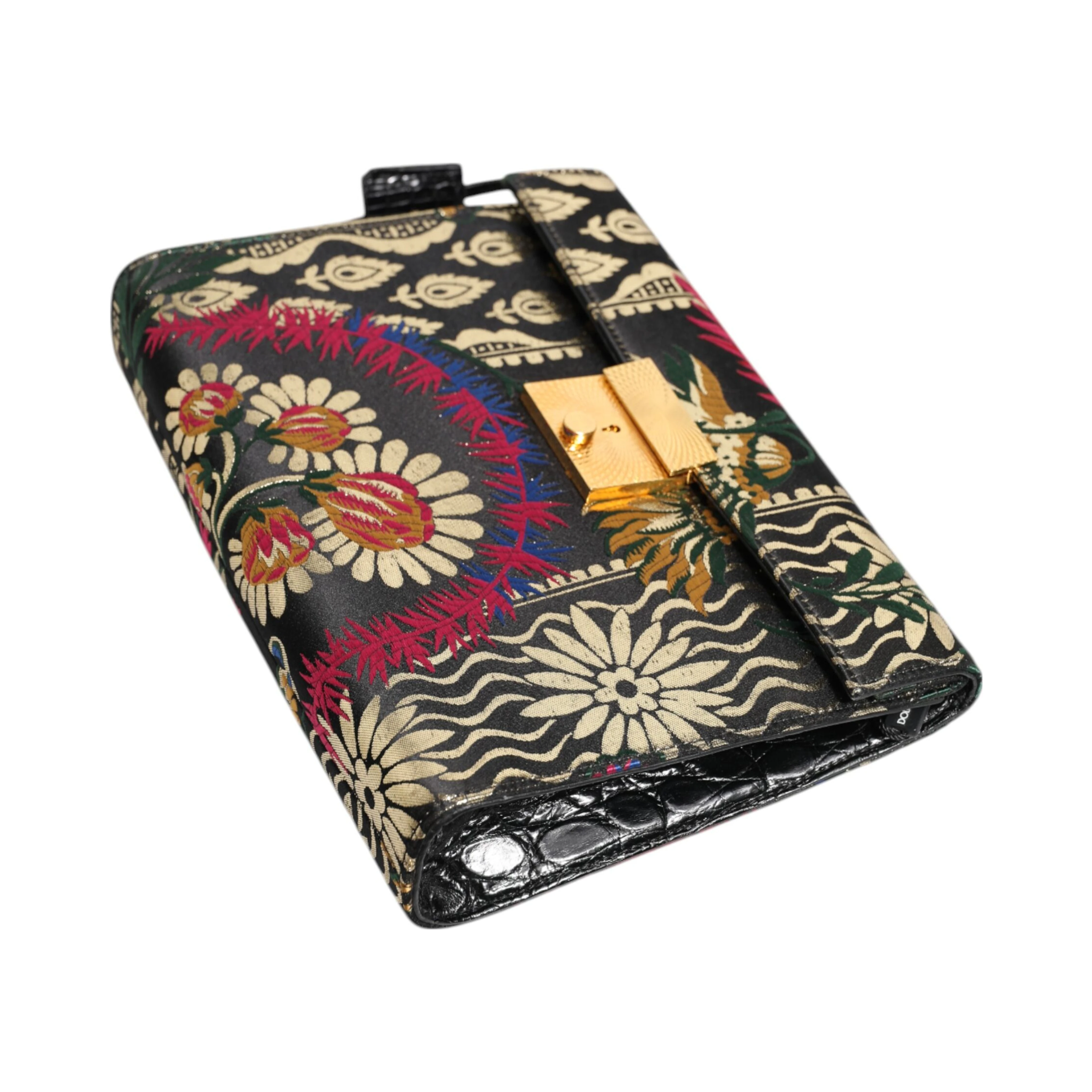 Multicolor Jacquard Floral Document Briefcase Bag