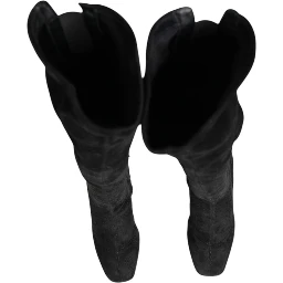 Black Suede Leather Knee High Boots Shoes