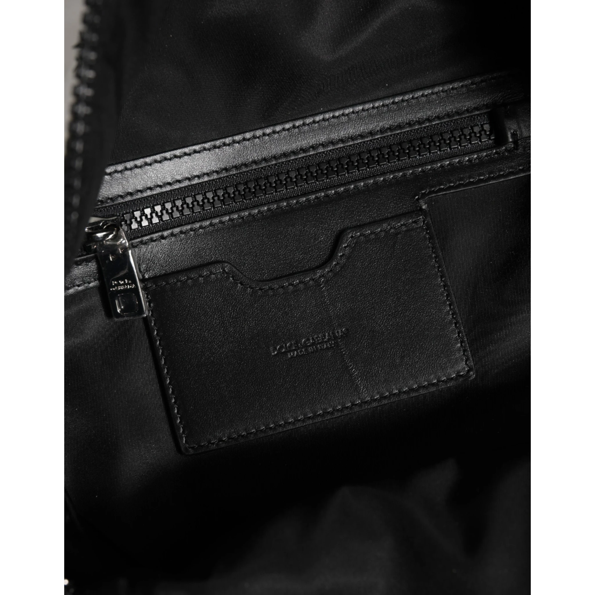 White DG Stars Print Nylon Travel Backpack Bag