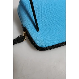 Blue Nylon DG Logo Print Clutch Zip Pouch Bag