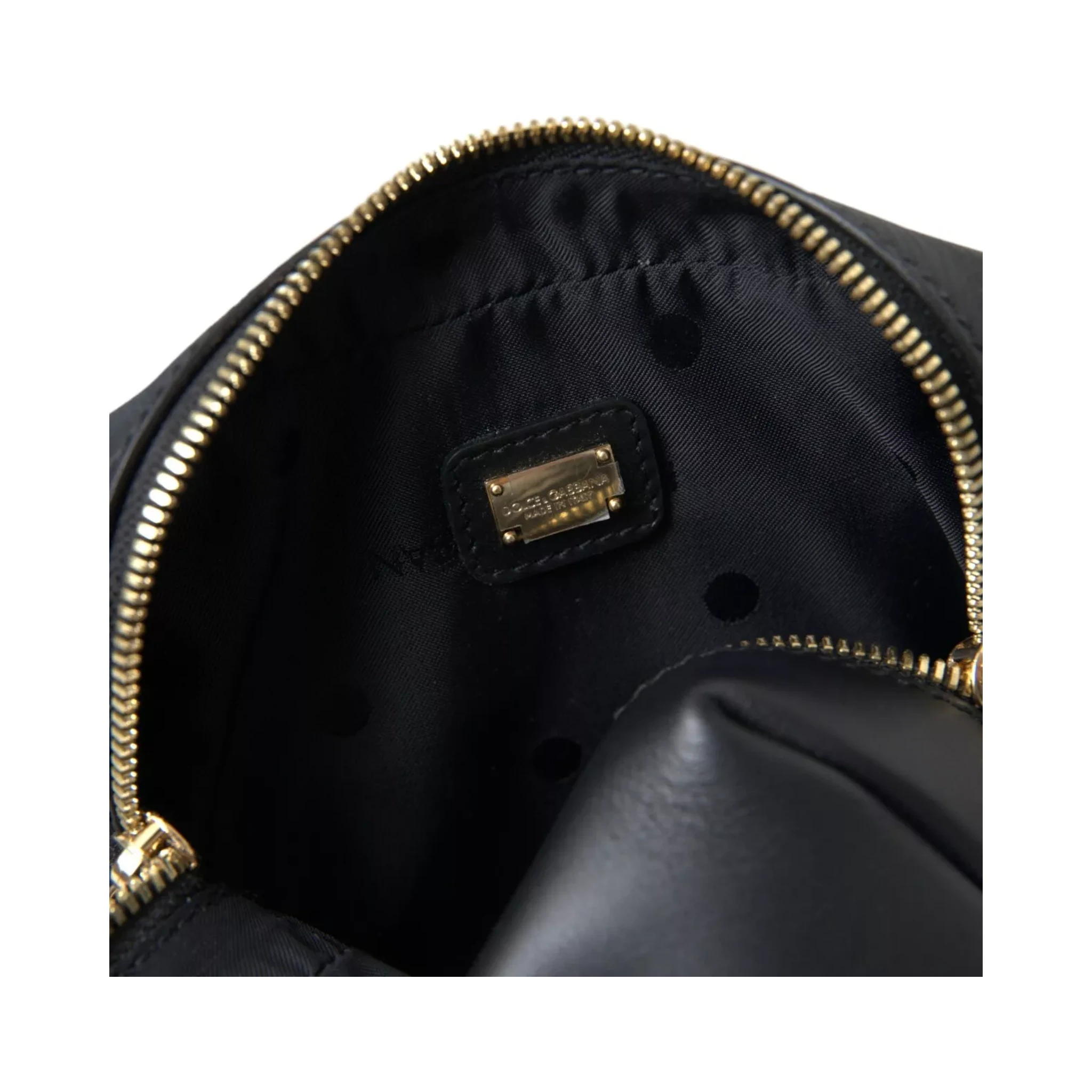 Black Calfskin Leather Double Waist Belt Fanny Pack Bag