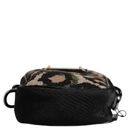 Multicolor Leopard Jacquard Logo Plaque Neck Strap Bag