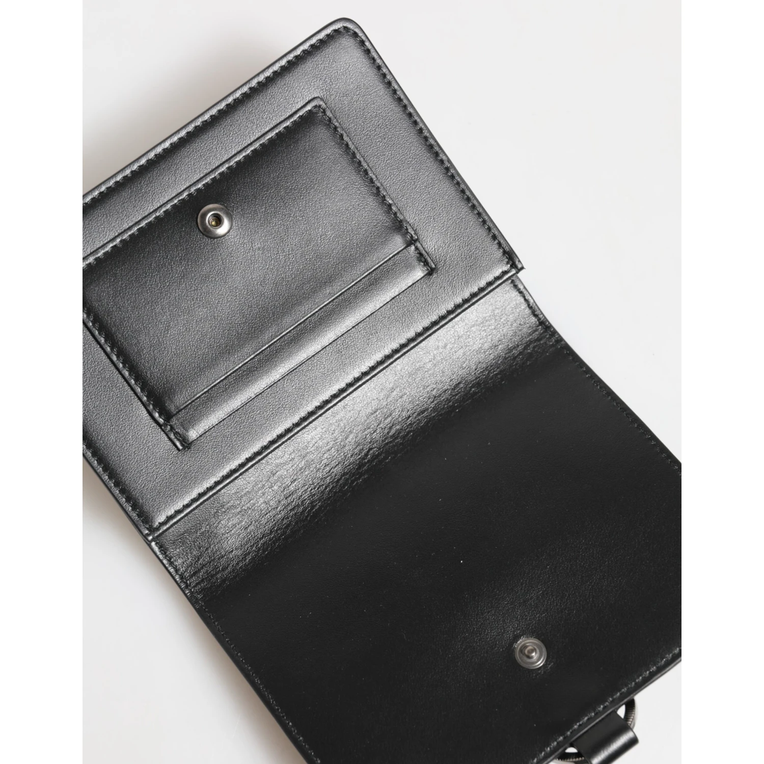 Black Leather Crystal Embellished Card Holder Wallet