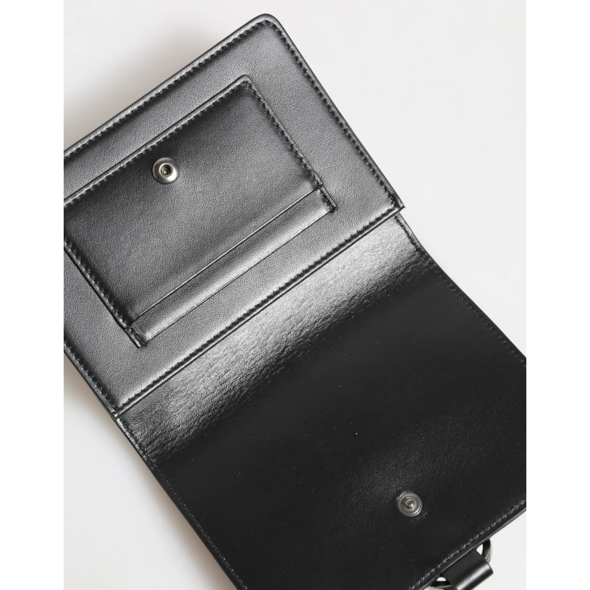Black Leather Crystal Embellished Card Holder Wallet