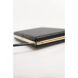 Black Leather Gold Frame Clutch Evening Party Purse Bag