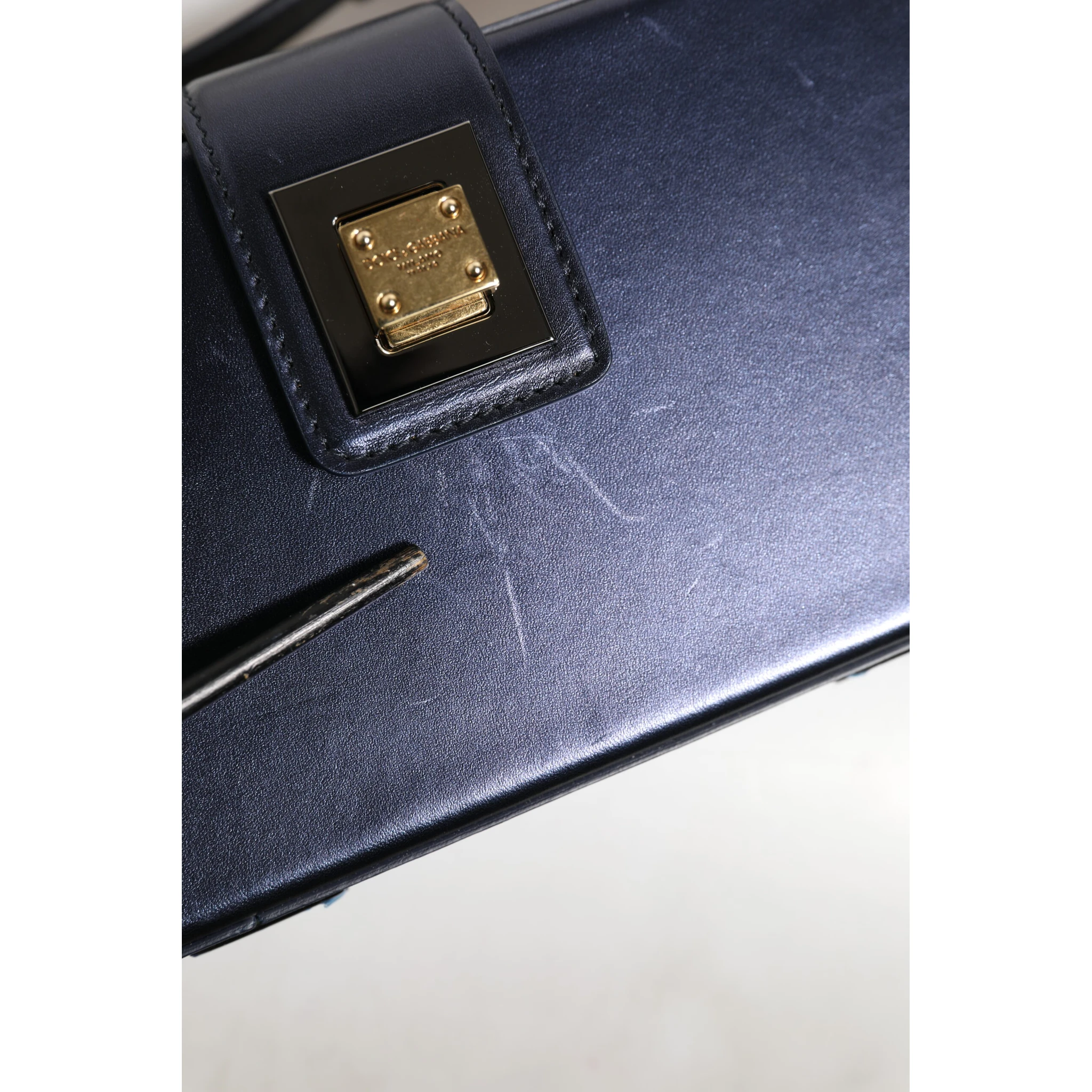 Blue DG BOX Lambskin Leather Crossbody Strap Bag