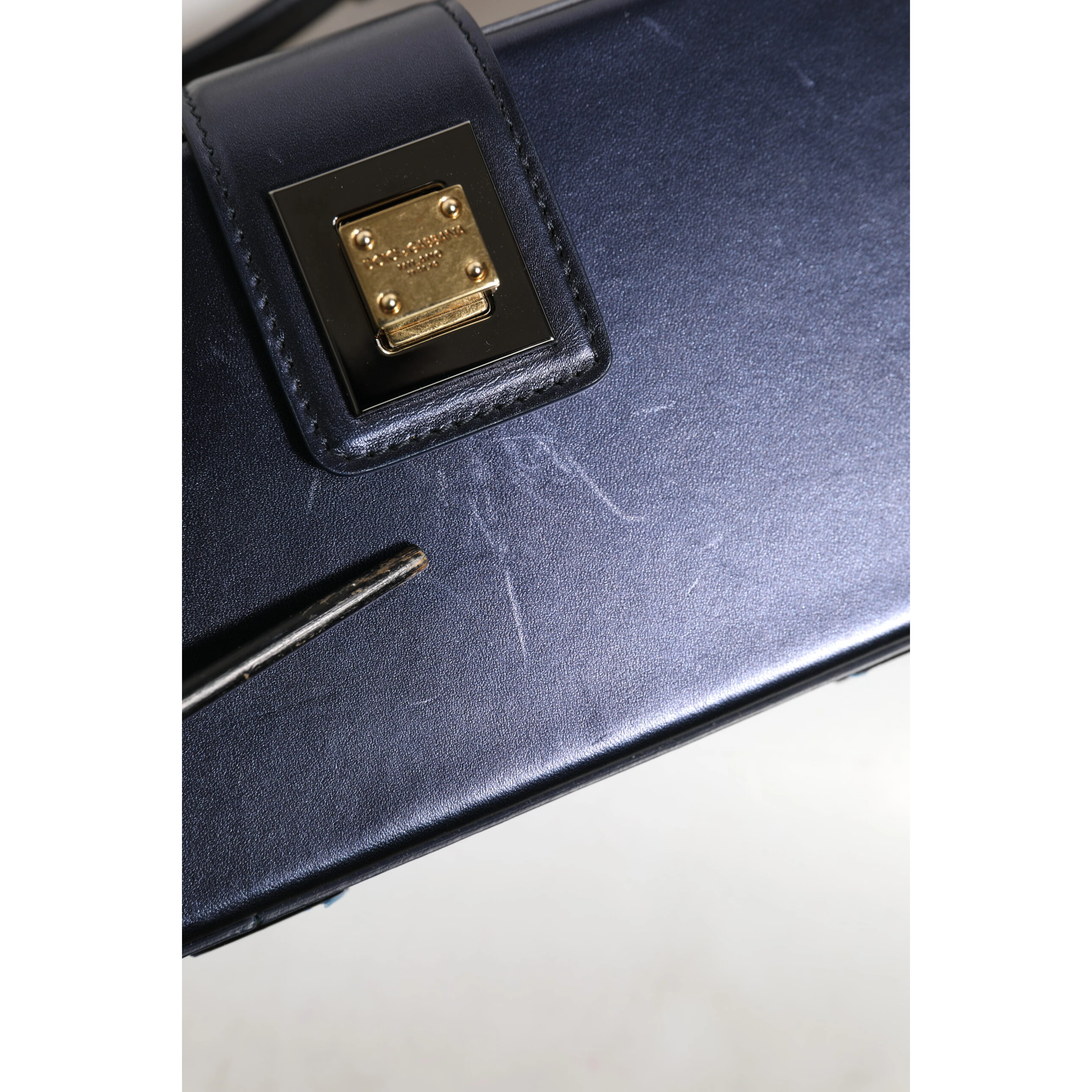 Blue DG BOX Lambskin Leather Crossbody Strap Bag