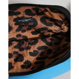 Blue Nylon DG Logo Print Clutch Zip Pouch Bag