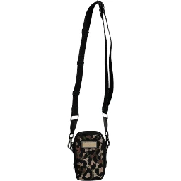 Multicolor Leopard Jacquard Logo Plaque Neck Strap Bag