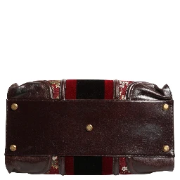 Multicolor Leather Jacquard Velvet Travel Duffle Bag