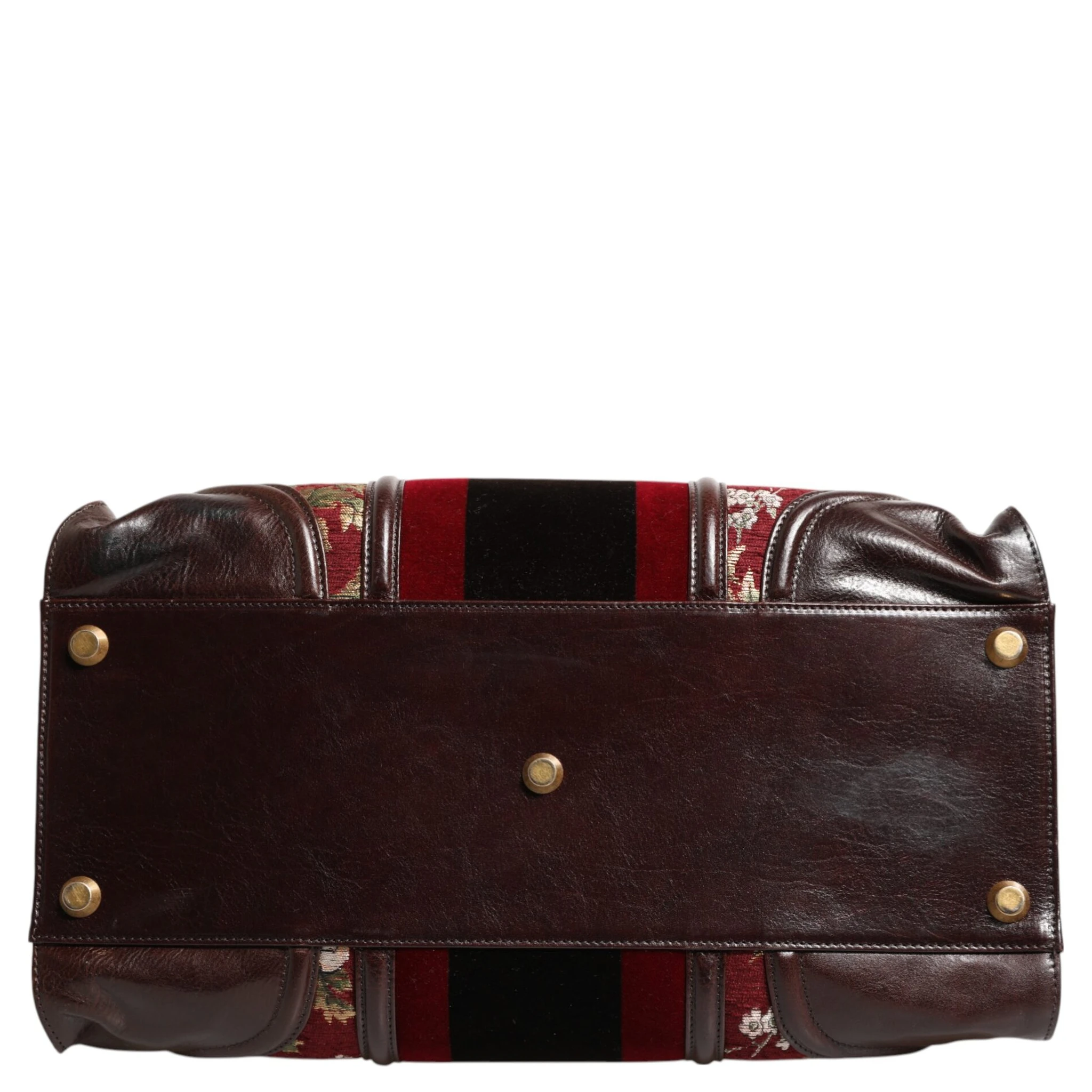 Multicolor Leather Jacquard Velvet Travel Duffle Bag