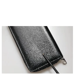 Black Leather DG Plaque Zip Around Continental Wallet