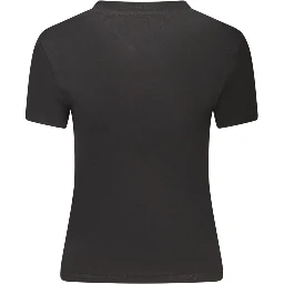 Black Cotton Women T-Shirt