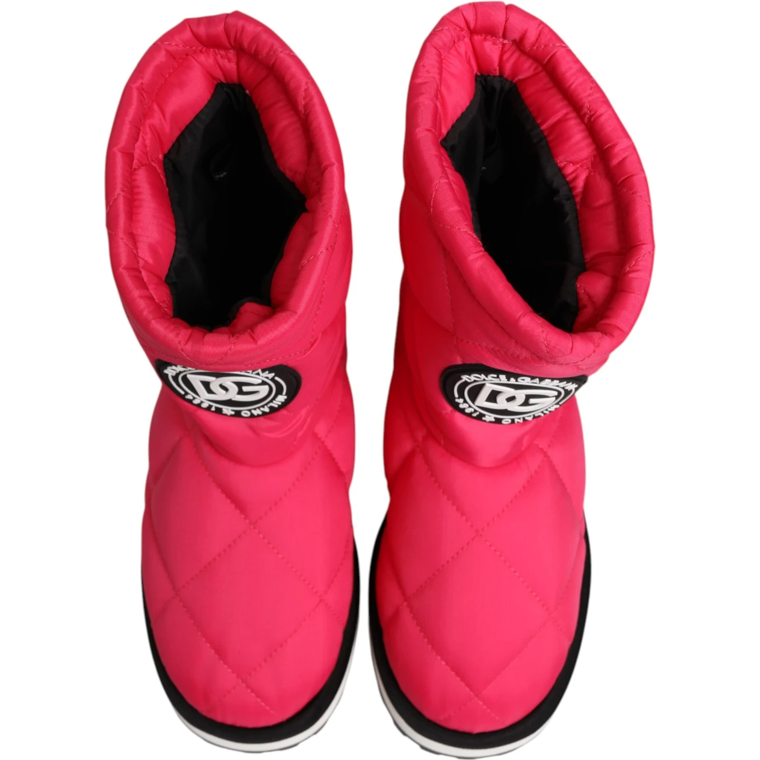 Pink White Viscose Padded Mid Calf Boots Shoes