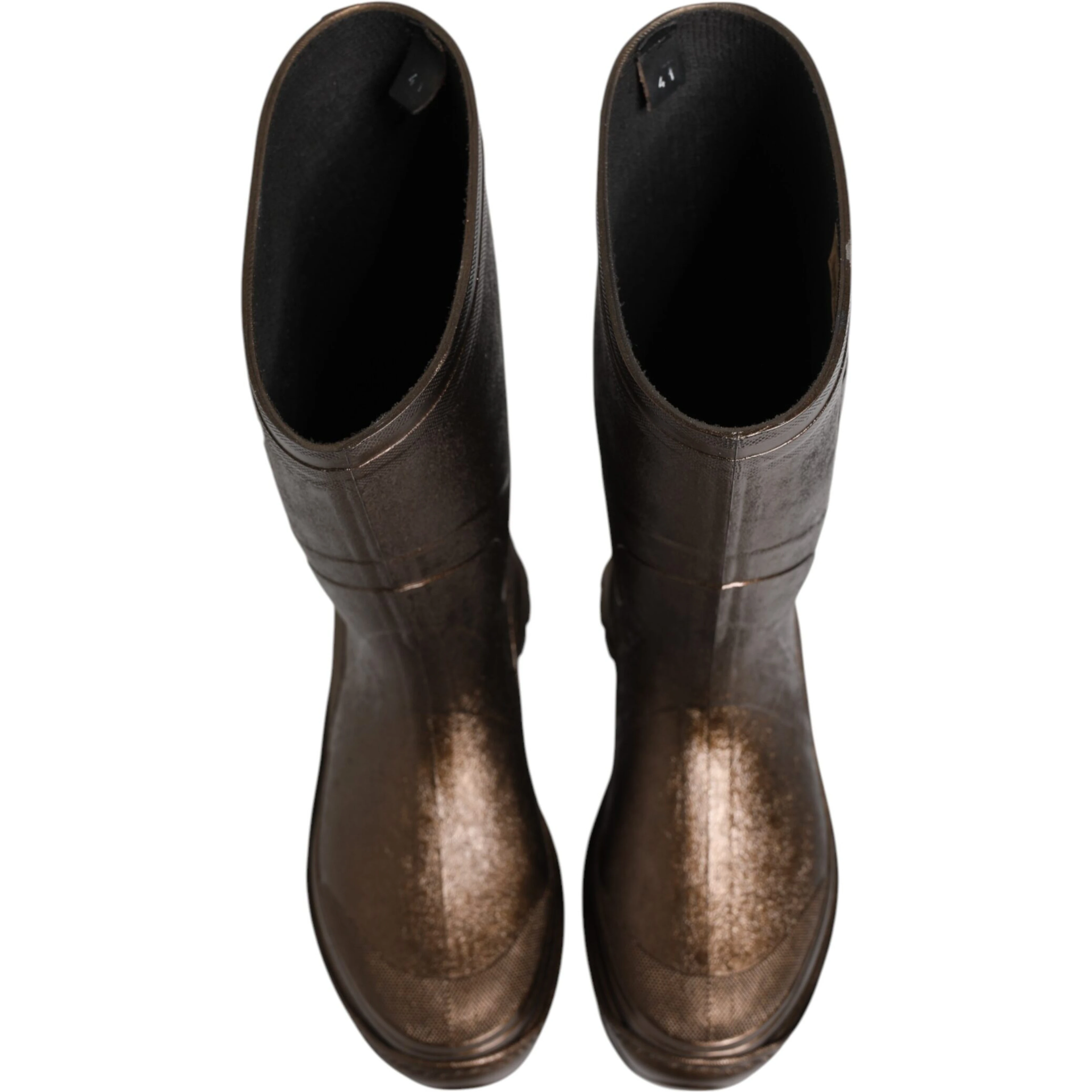 Metallic Bronze Pull On Rain Boots Shoes