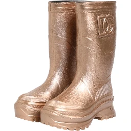 Rose Gold Rubber Pull On Rain Boots  Shoes