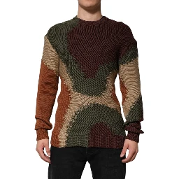 Multicolor Cotton Abstract Men Pullover Sweater