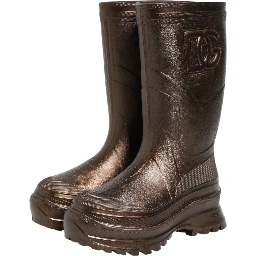 Metallic Bronze Pull On Rain Boots Shoes
