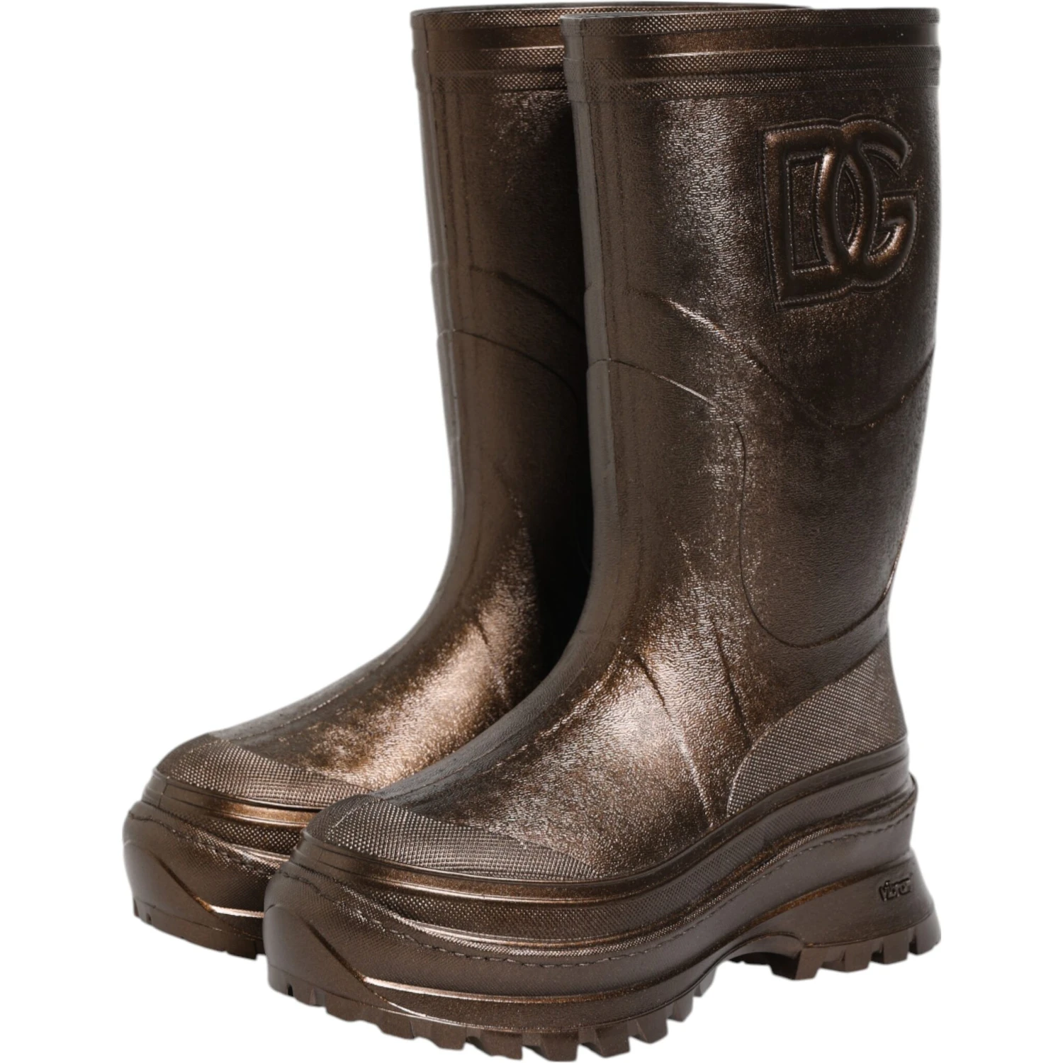 Metallic Bronze Pull On Rain Boots Shoes