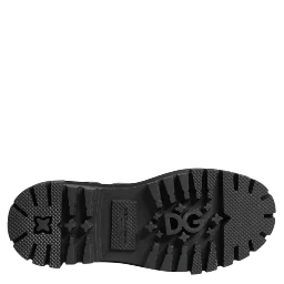 Black Crystal Embellished Combat Boots Shoes