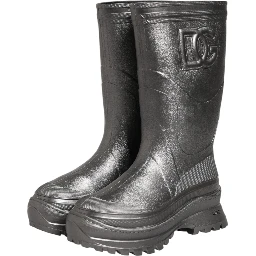 Black Argento Pull On Rain Boots Shoes