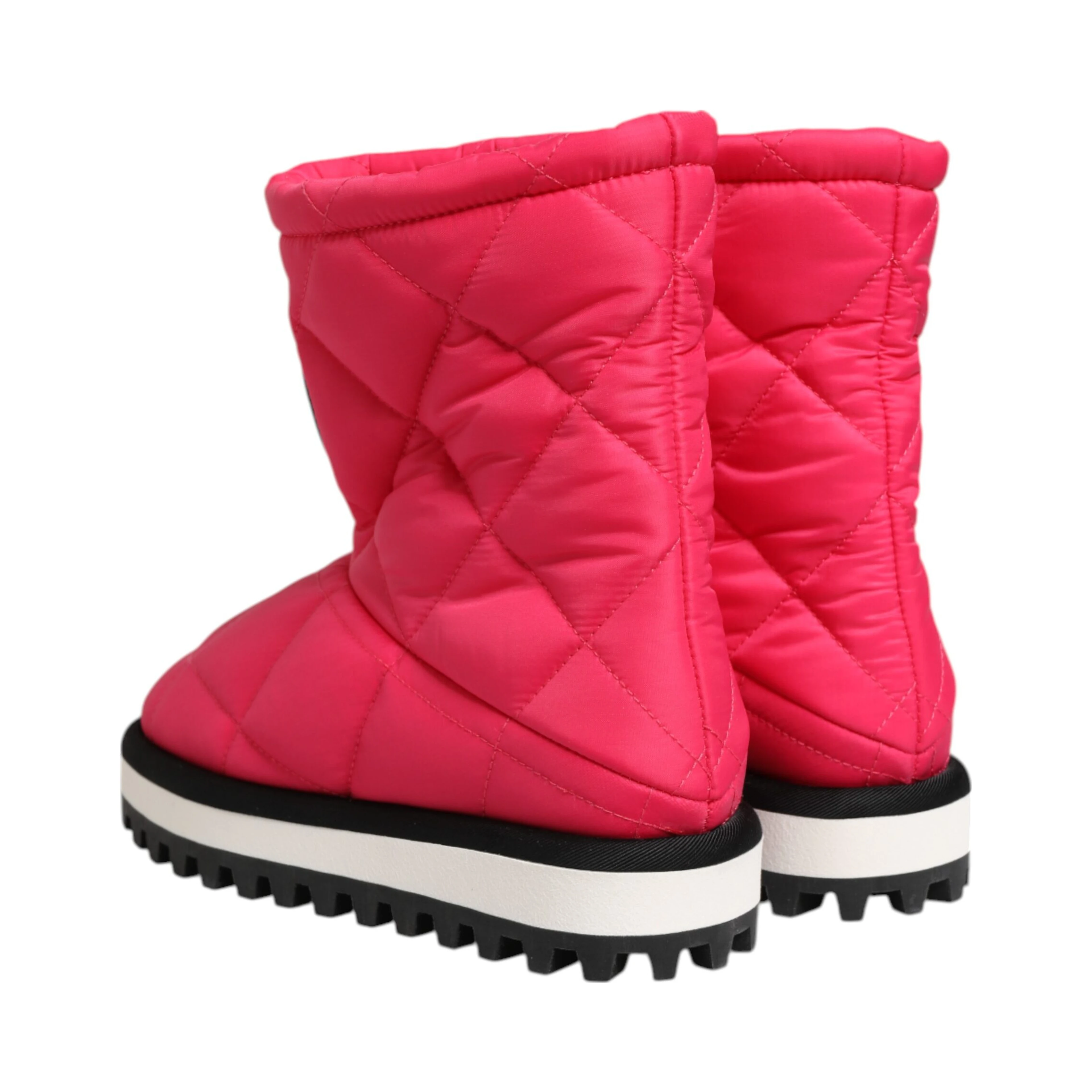 Pink White Viscose Padded Mid Calf Boots Shoes