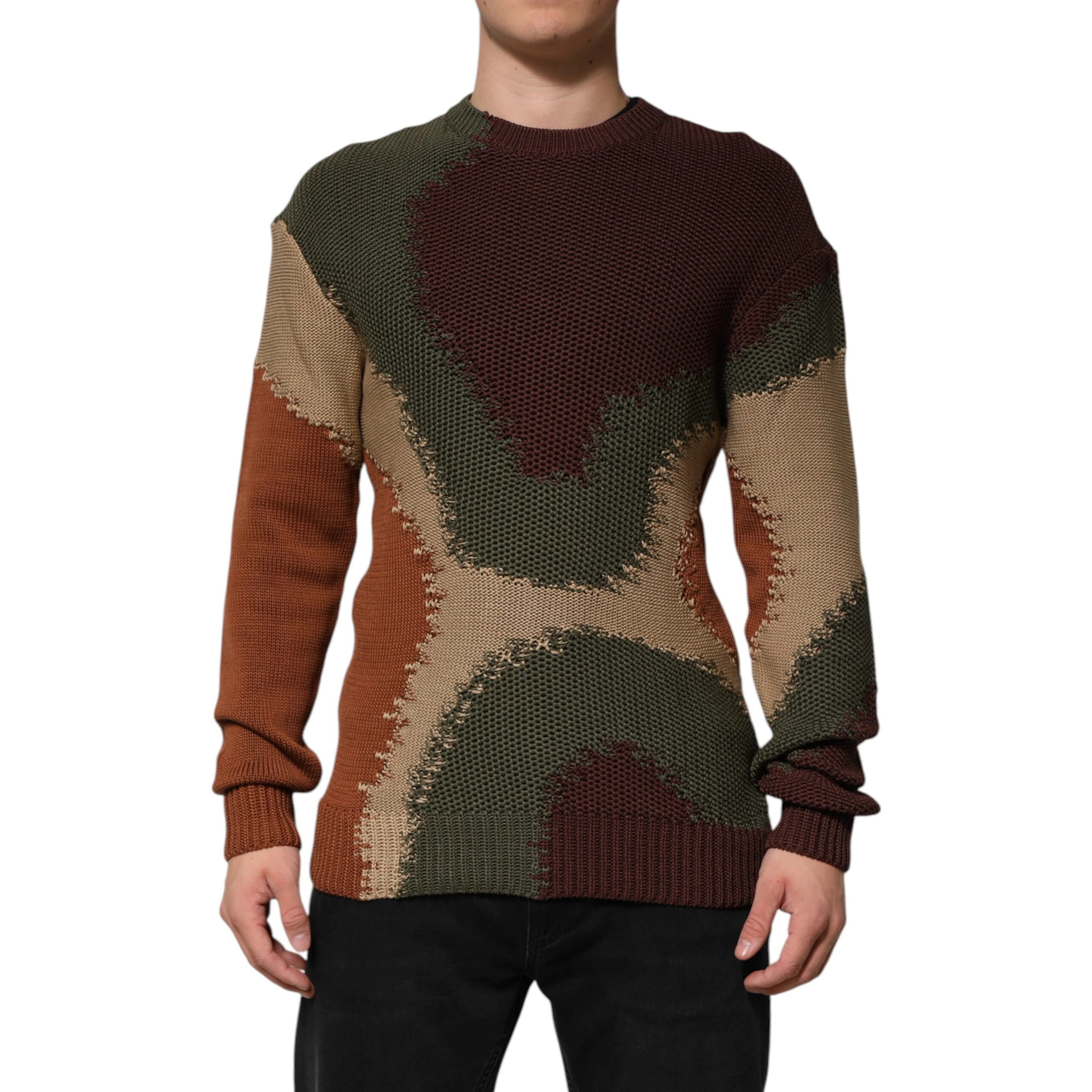 Multicolor Cotton Abstract Men Pullover Sweater