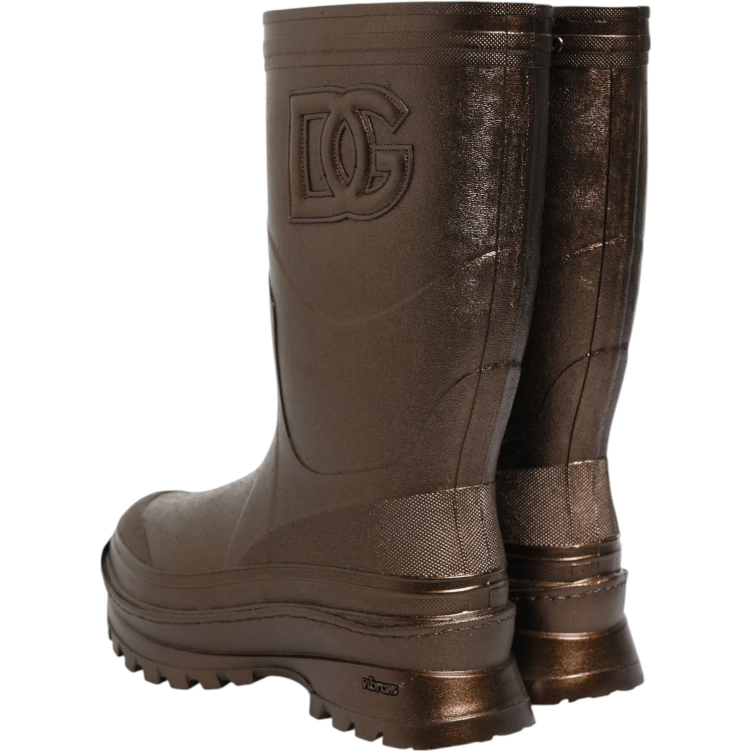 Metallic Bronze Pull On Rain Boots Shoes