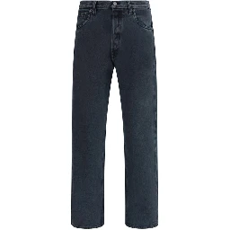 Black Cotton Straight-Leg Jeans