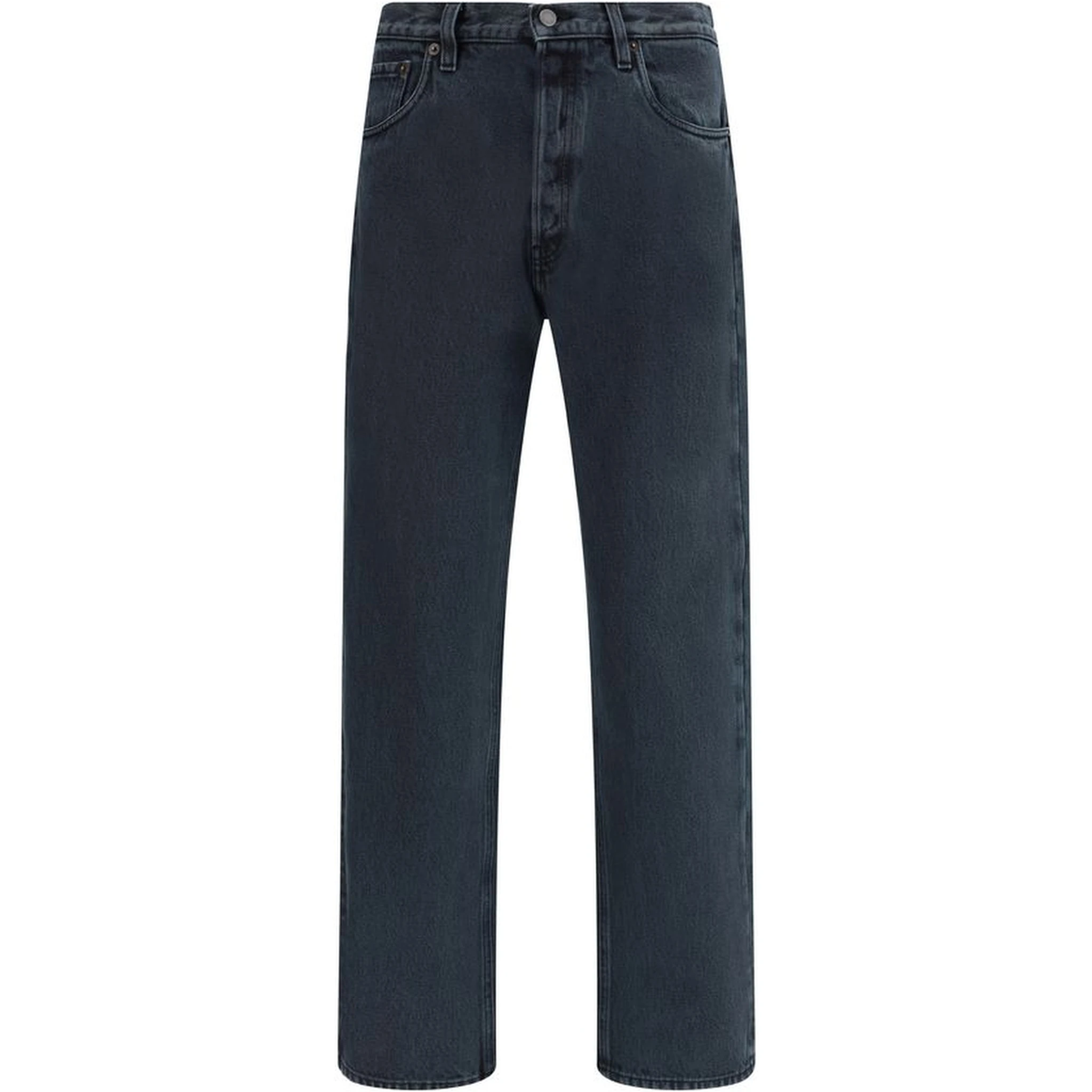 Black Cotton Straight-Leg Jeans